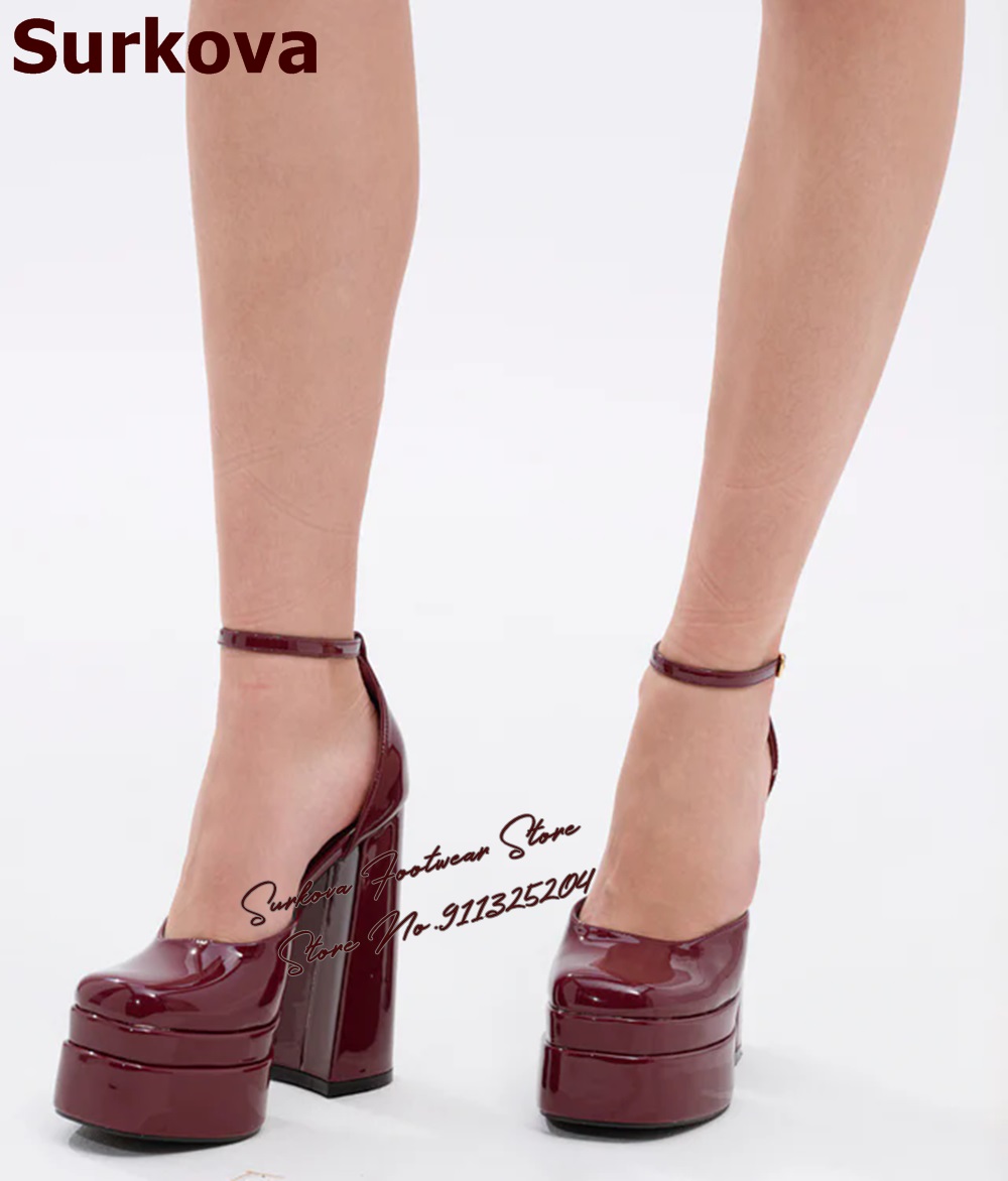 Women'S Shoes Burgundy - Surkova Décolleté con tacco grosso in