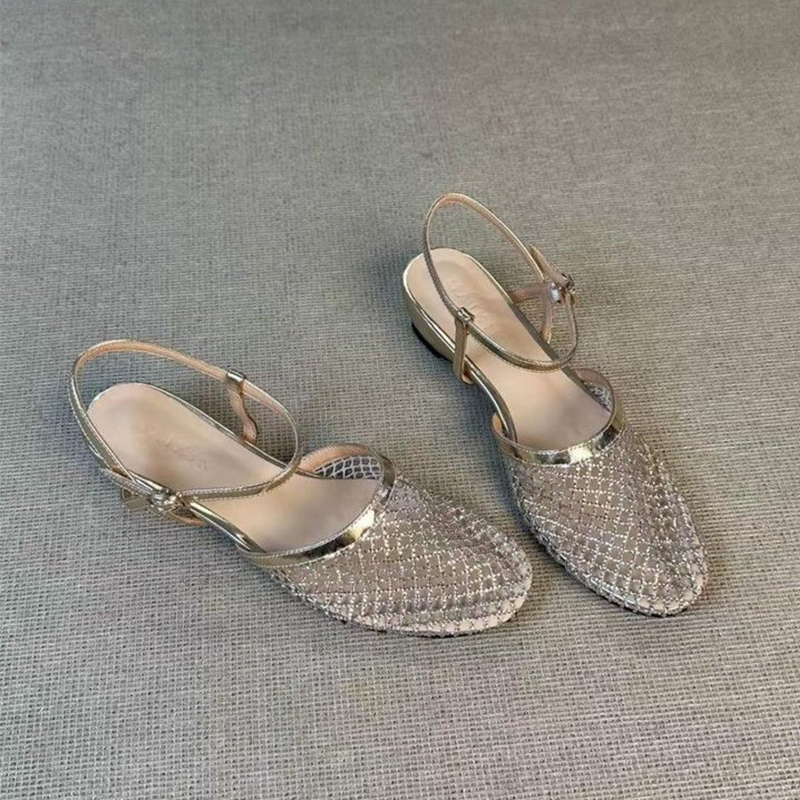 Women Shoes Size 7 - Sandali Donna in Rete con Cristalli,
