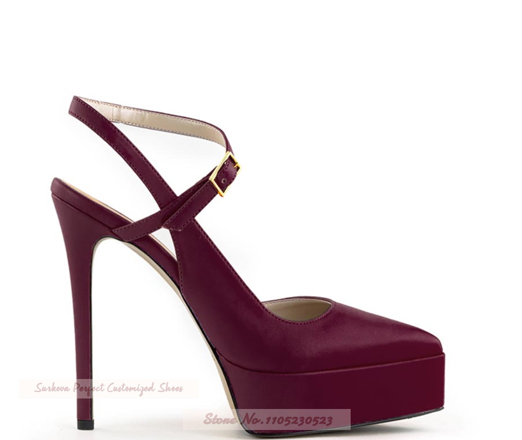 Women'S Shoes Burgundy - Scarpe con Tacco Alto a Punta