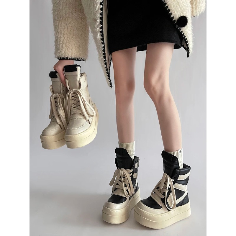 Women Shoes Size Chart - Stivali alla caviglia con suola spessa,