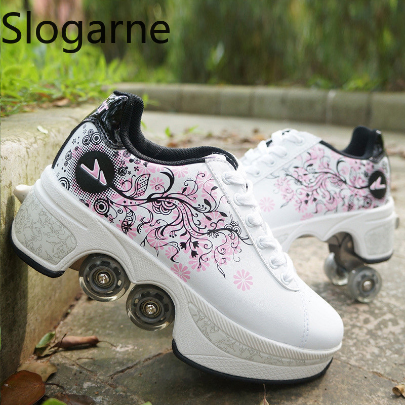 Women Shoes Size To Men - Donne 4 Ruote Deformazione Pattini A