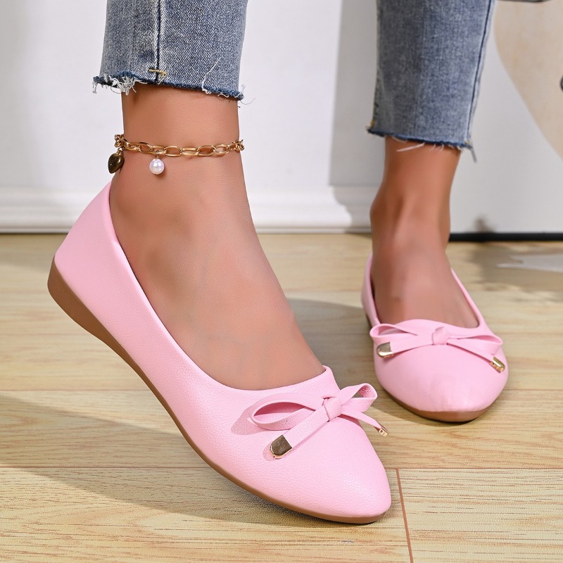 Women'S Shoes - Scarpe in Pelle Comode con Fiocco