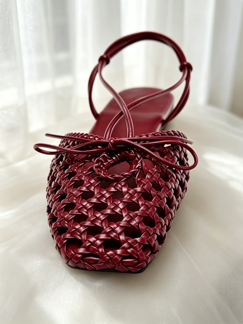 Sandali piatti bordeaux con de - Women'S Shoes Burgundy recensione e prezzo