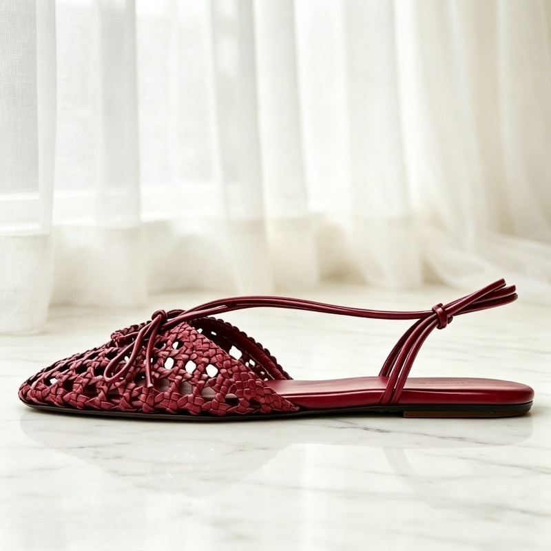 Sandali piatti bordeaux con de - Women'S Shoes Burgundy recensione e prezzo
