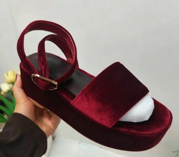 Sandali con zeppa in velluto b - Women'S Shoes Burgundy recensione e prezzo