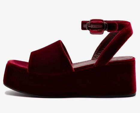 Sandali con zeppa in velluto b - Women'S Shoes Burgundy recensione e prezzo